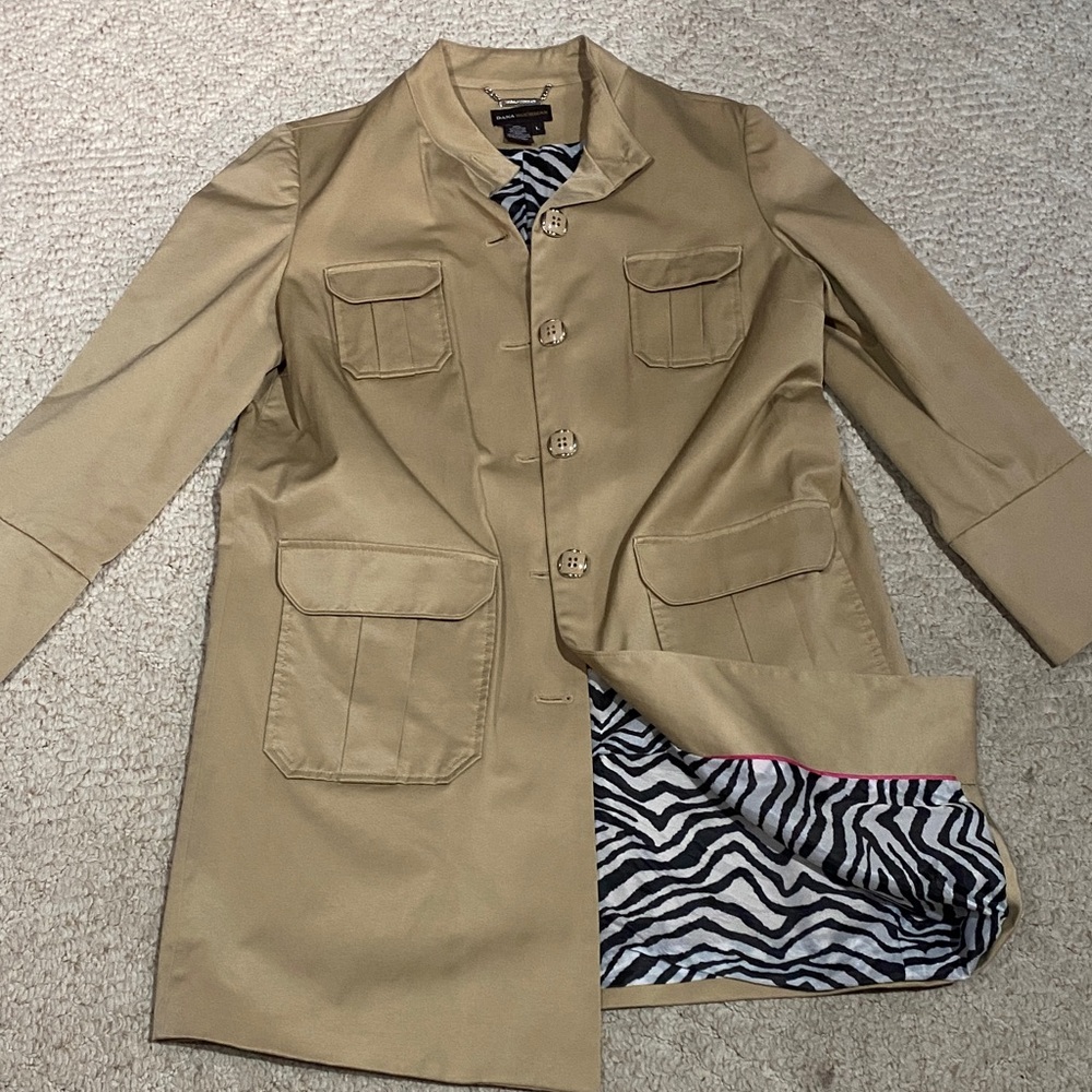 Dana Buchman Tan Jacket with Zebra Lining